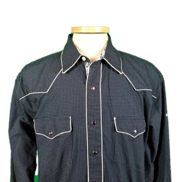 Riley & McCormick XL Blue Dot Pipelines Western Shirt - Picture 2 of 6